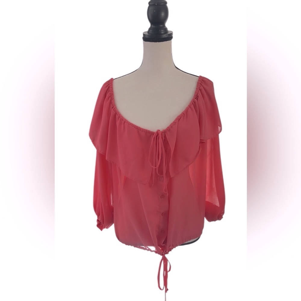 Women's Pink Ruffle Blouse